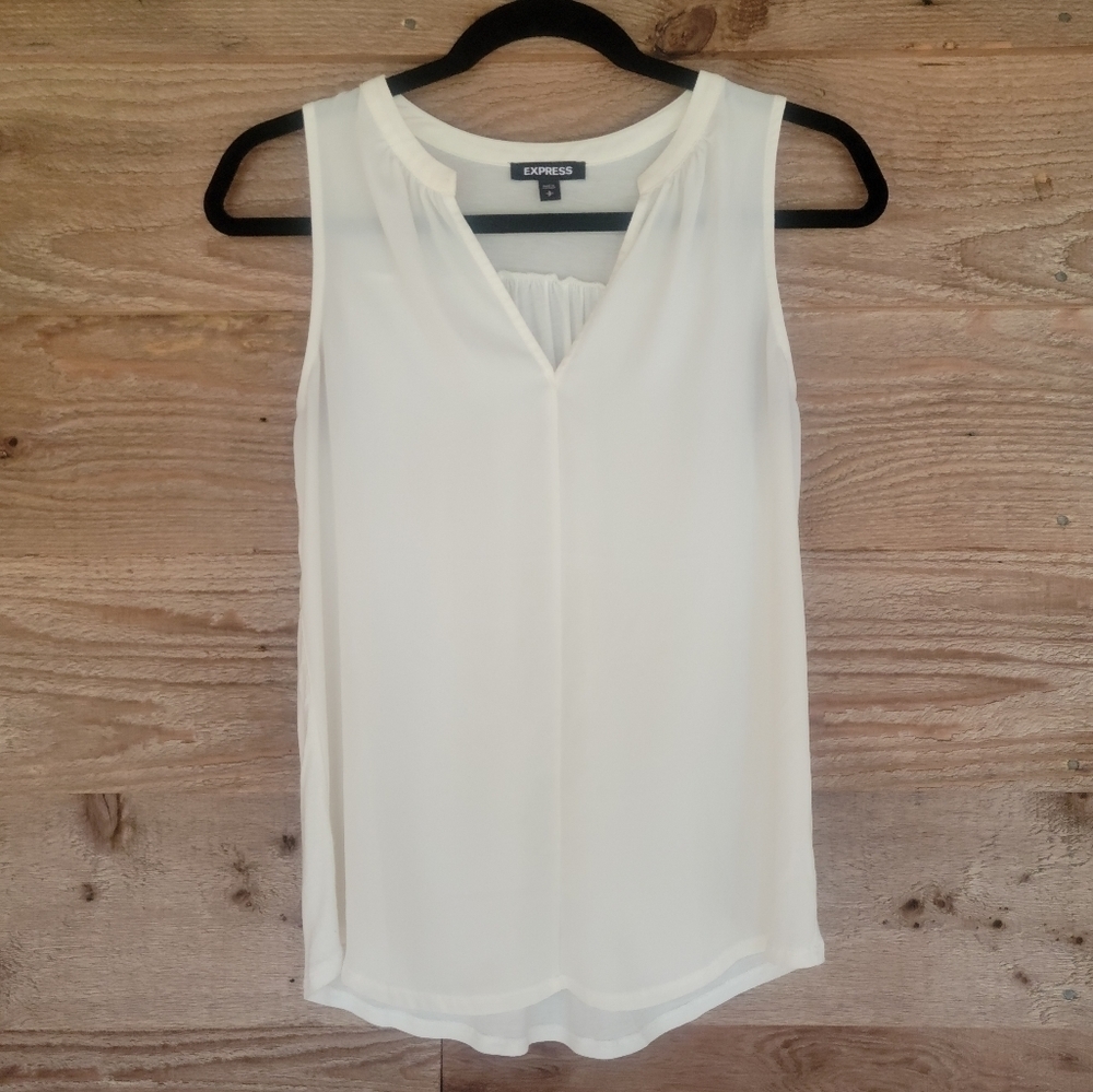 Express Ivory Split Neck Tank Small - image 1